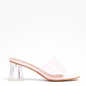 nastygal clear heel mules size 6
